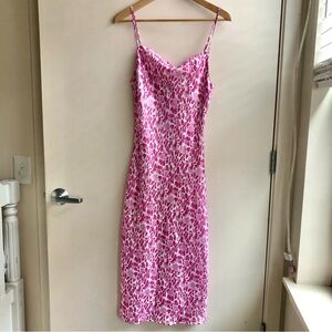 Pink Leopard Print Women's Silky Dress